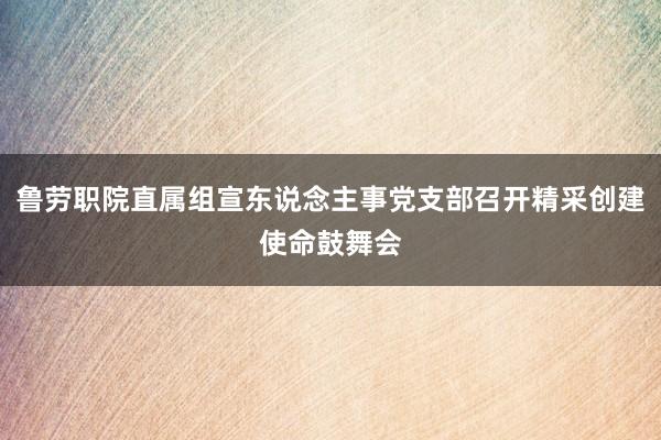 鲁劳职院直属组宣东说念主事党支部召开精采创建使命鼓舞会