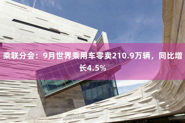 乘联分会：9月世界乘用车零卖210.9万辆，同比增长4.5%