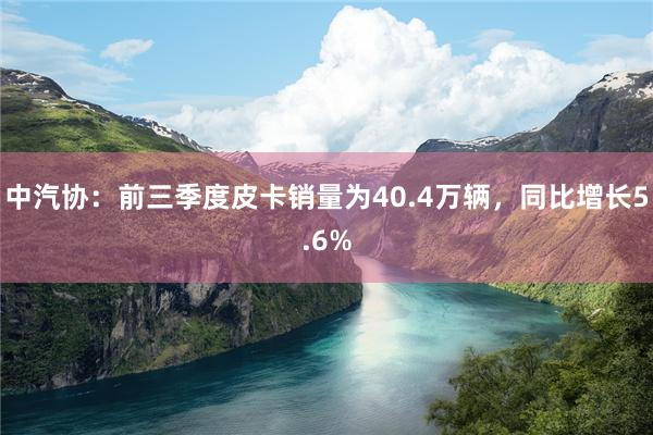 中汽协：前三季度皮卡销量为40.4万辆，同比增长5.6%