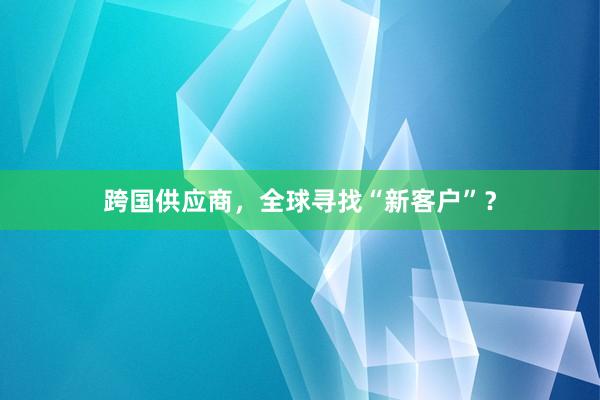 跨国供应商，全球寻找“新客户”？